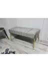 Modern Çizgi Model Puf Ayakucu Bench Gold Metal Ayak 100 Cm