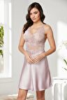 Pierre Cardin Saten Dantelli Gecelik 850 - Rose