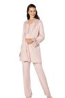 Pierre Cardin Dantelli Penye 3'lü Kadın Pijama Takımı 3050 - Pudra