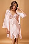 Nurteks Saten Pudra Kimono Takım 5325