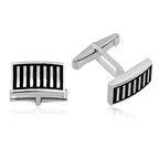 925 Ayar Gümüş Siyah Çizgili Kol Düğmesi CFL1350027 (944944)