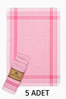 %100 Pamuk Fuşya,pembe Renkli Pötikareli 5 Adet Kurulama Bezi,beslenme Örtüsü,servis Peçetesi 40x60