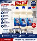 POWERMAX El Matik Çamaşır Suyu 1000 ml x3 Set Çok Amaçlı Çamaşır Suyu