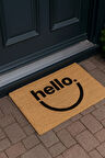 Hello Yazılı Gülümseme Tasarımlı Kapı Önü Paspası – Kaymaz Taban, Şık Karşılama Matı