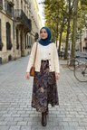 Kadın Kemerli Asimetrik Etnik Desenli Tesettür Etek