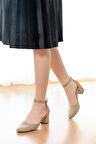 Cordon Bej Süet Yuvarlak Burun ( 5 Cm Topuklu ) Topuklu Ayakkabı