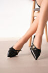 Paula Siyah Rugan (4cm Topuklu) Sivri Burun Ayakkabı