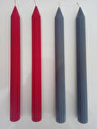 Yılbaşı Özel Serisi 4'lü Kırmızı Gri Şamdan Doğal Kokulu Soya Mumu Yeni Yıl Noel Uzun Çubuk Konik Mum