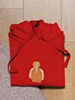 İnsan Baskılı Tasarım 3 İplik Kalın Kırmzı Sweatshirt Hoodie 