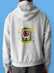 Monster Canavar Baskılı Tasarım 3 İplik Kalın Gri Sweatshirt Hoodie 