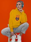 Kurukafa Monster Canavar Baskılı Tasarım 3 İplik Kalın Sarı Sweatshirt Hoodie 