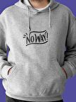 Noway Baskılı Tasarım 3 İplik Kalın Gri Sweatshirt Hoodie 