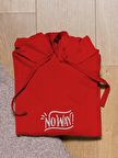 Noway Baskılı Tasarım 3 İplik Kalın Kırmızı Sweatshirt Hoodie 