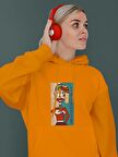 Surrealist Selfie Baskılı Tasarım 3 İplik Kalın Sarı Sweatshirt Hoodie 