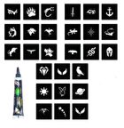 27 minimal Erkek şablon 1 tüp kına fırça hediyeli Geçici Dövme Seti