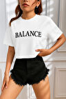 Kadın Tişört Crop Tişört Baskılı Fit Tişört BALANCE-TİŞÖRT