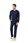 5454 Erkek Penye Pijama Takımı - Lacivert