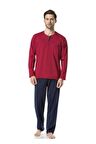 5454 Erkek Penye Pijama Takımı - Bordo