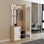 Nova Kapaklı Aynalı Portmanto Vestiyer Tamamı Mdflam