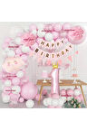 PEMBE BULUT FOLYOLU 1 YAŞ BALON ZİNCİR SET