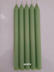 qosrix 5'li Açık Yeşil Şamdan Soya Mumu 1. Kalite Doğal Vanilya Kokulu Uzun Çubuk Konik Mum Dekoratif