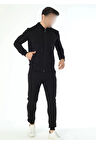 Kapüşonlu Erkek Siyah Eşofman Takımı ROZ.14.EL.54.T