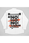 No Pain No Gain Baskılı Unisex Fitness Gym Cepli Gömlek