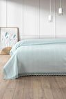 Sevim Dantelli Tek Kişilik Waffle Pike- %100 Pamuk Petekli Pike-160x230 cm-Mint