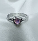 Yeni Sezon Paslanmaz Çelik Gümüş Kaplama Damla Model Mor Taş'lı Yüzük