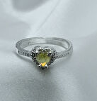 Yeni Sezon Paslanmaz Çelik Gümüş Kaplama Damla Model Yeşil Taş'lı Yüzük