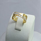 Yeni Sezon Vip Seri Paslanmaz Çelik Altın Kaplama Roma Rakam'lı Taş'lı Alyans Yüzük