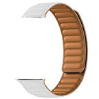 Smcase Apple Watch SE 2 2022 44mm Uyumlu Kordon Mıknatıslı Deri Tasarım Ayarlanabilir KRD 34