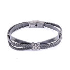 Dümen Çelik Aksesuarlı Deri Bileklik