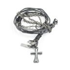 Katolik Haç Deri Kolye