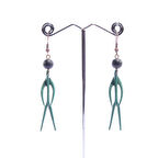 Alien Yeşil Deri Küpe