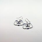 TEDZ COLLECTİON Lacivert Kalp Eller Pin Küpe