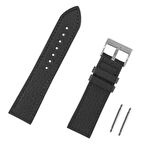 Siyah Dikişli Floter Hakiki Deri Spor Saat Kordonu Kayış 22mm