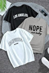 3'lü Paket Baskılı Oversize T-shirt