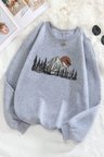 Mountain Baskılı Oversize Sweatshirt