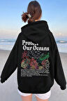 Uyguntarz Oceans Baskılı Oversize Sweatshirt
