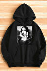Uyguntarz Unisex Mona Lisa Baskılı Bisiklet Yaka Sweatshirt