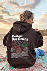 Uyguntarz Oceans Baskılı Oversize Sweatshirt