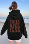 Faith Over Baskılı Oversize Sweatshirt