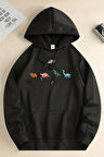 Uyguntarz Uzaylı Dinazor Baskılı Oversize Sweatshirt