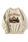 Uyguntarz Colorado Baskılı  Pamuklu Oversize Sweatshirt