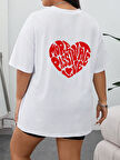 Unisex Yazılı Kalp Baskılı Tasarım Tshirt