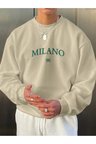 Unisex Milano Baskılı Oversize Sweatshirt