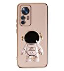 Smcase Xiaomi 12T Pro Kılıf Standlı Kamera Korumalı Astronot Silikon