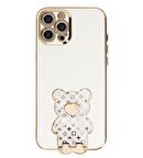 Smcase Apple iPhone 13 Pro Max Kılıf Standlı Kamera Korumalı Cute Bear Silikon