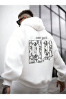 Erkek Beyaz Ny Life  Baskılı Sweatshirt